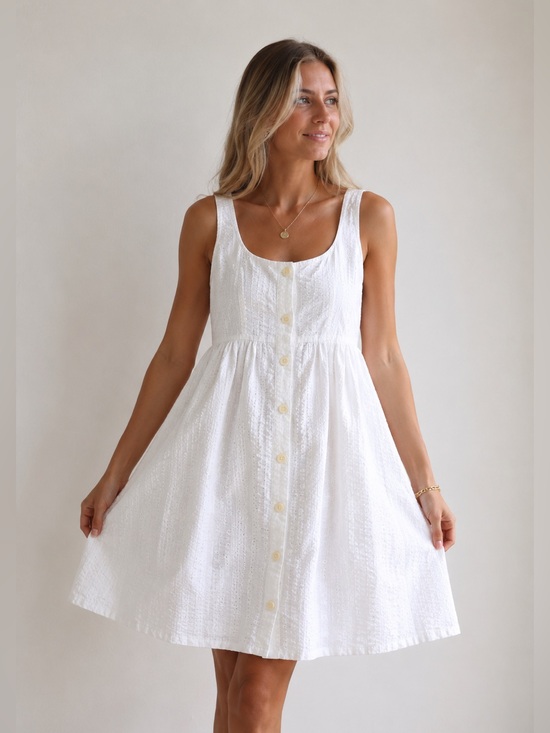 J. Crew Dresses & Skirts - J. Crew White Textured Cotton Button Front Sundress Cottagecore Size 4
